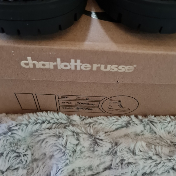 Charlotte Russe Maroon Suede Combat Boots Sz 8 - Picture 2 of 10